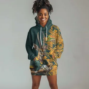 South Africa Rugby Custom Hoodie Dress Afro Springboks Mascot Sporty Version LT9
