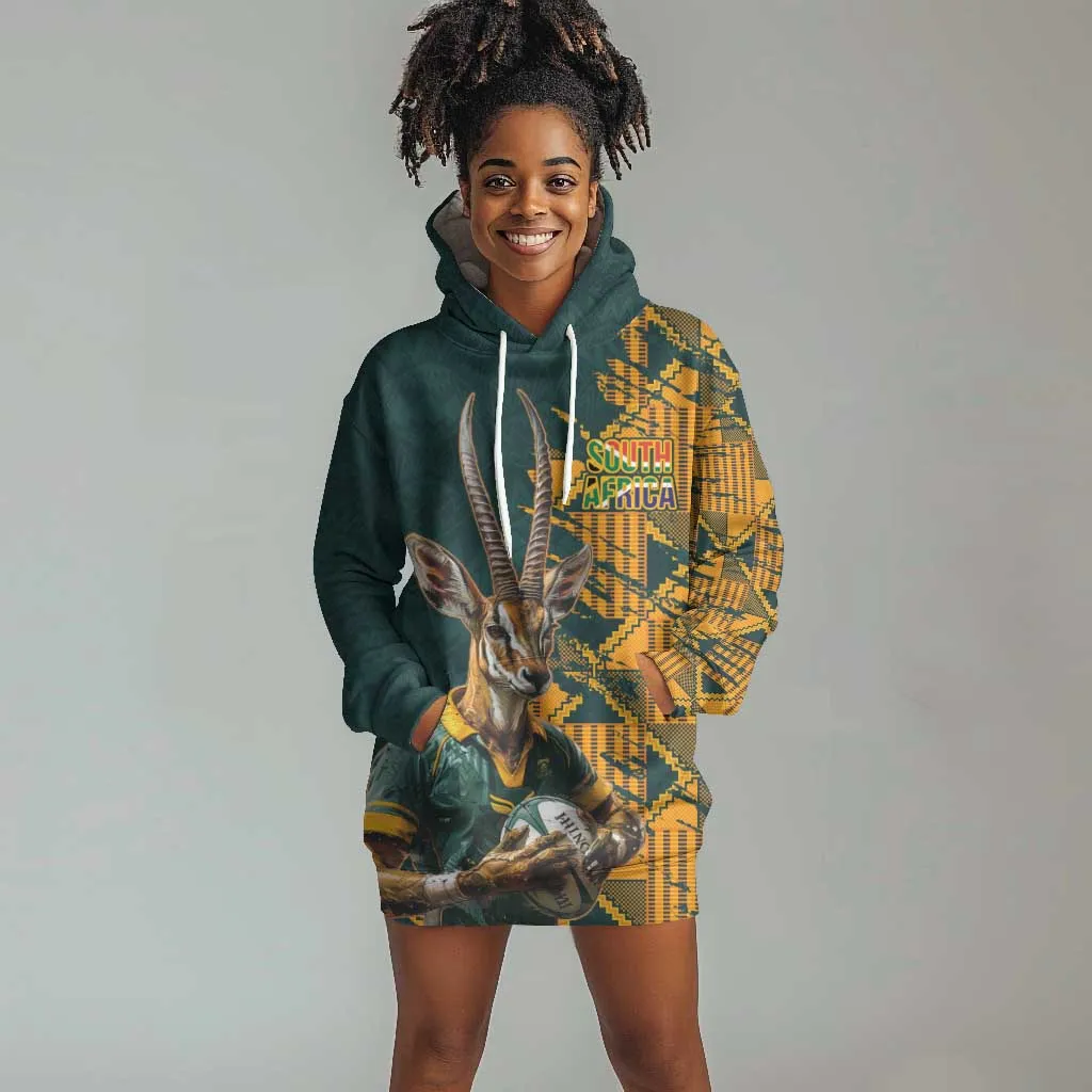 South Africa Rugby Custom Hoodie Dress Afro Springboks Mascot Sporty Version LT9