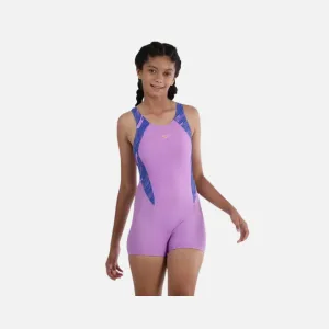 Speedo Hyperboom Splice Muscle back Legsuit Girls Swimwear -Sweet Purple/Disco Peach