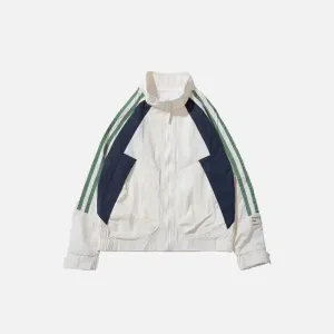 Sporty Retro Loose-Fit Y2K Windbreaker with Stand-Up Collar