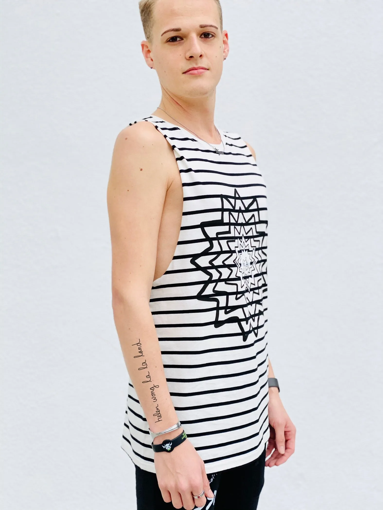 (S/S 2020) Empty All The Cages sleeveless tee in CREAM/BLACK STRIPE