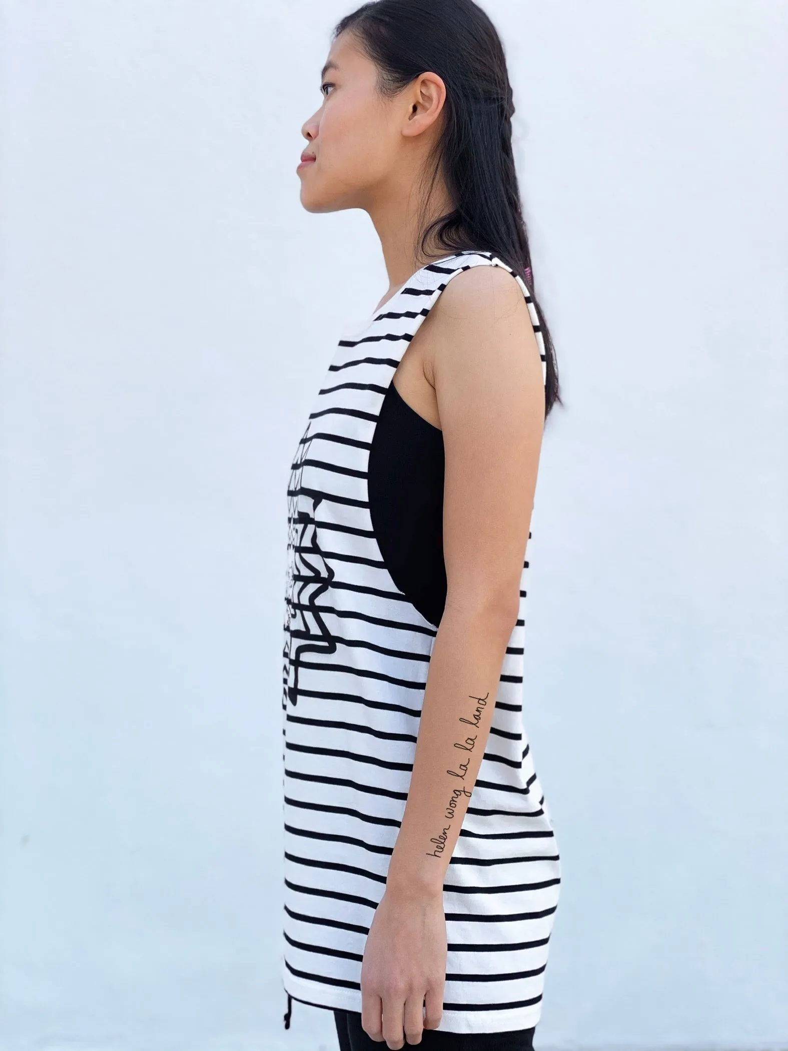 (S/S 2020) Empty All The Cages sleeveless tee in CREAM/BLACK STRIPE