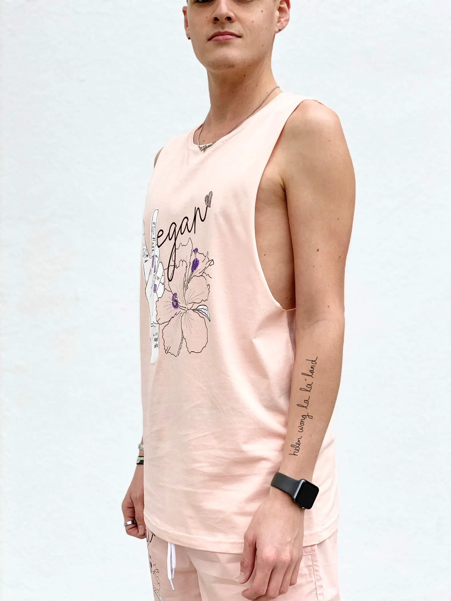 (S/S 2020) ✌🏼Vegan Hawaii sleeveless tee in PALE CORAL PINK m