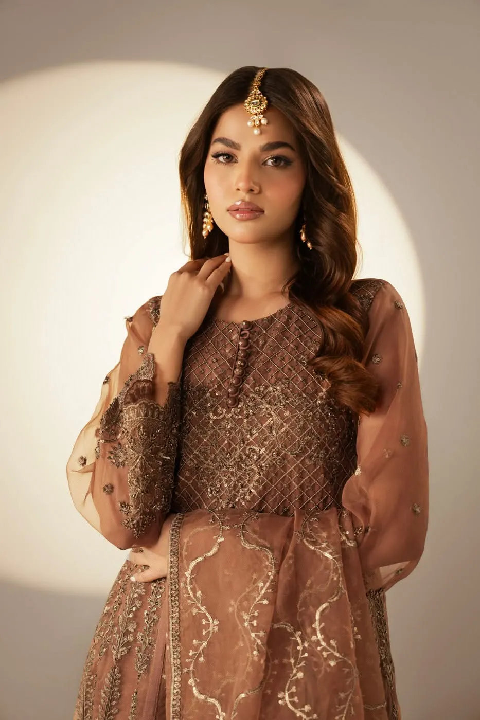 Stitched - 3 Pc Organza Outfit
