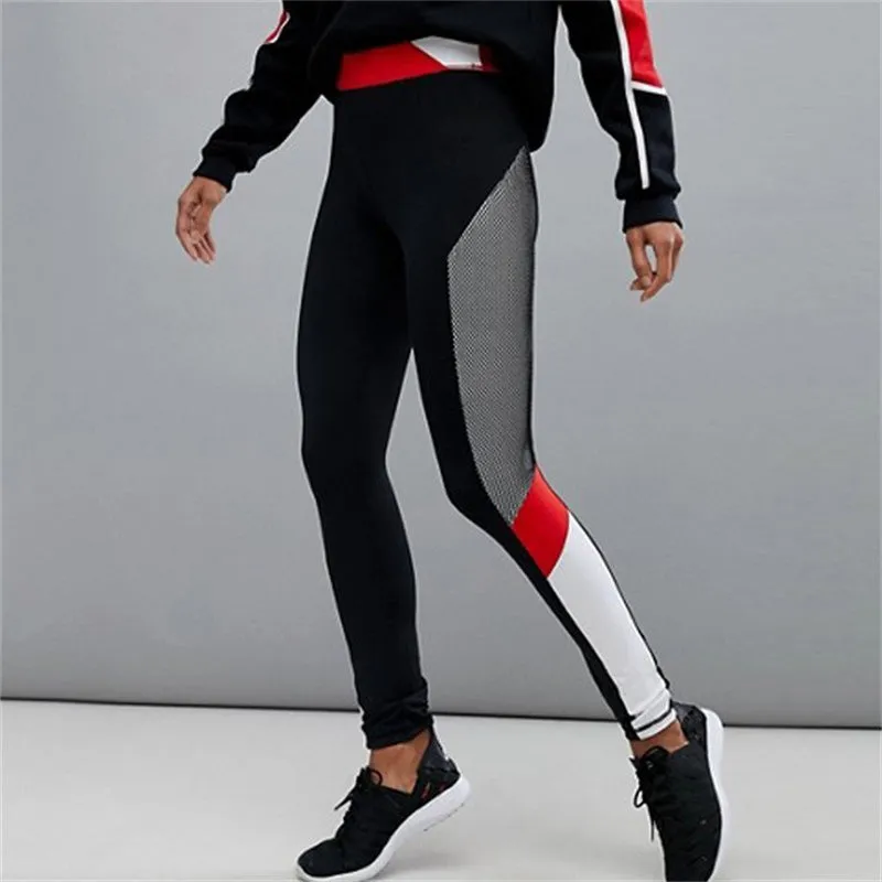 Stitching Color Yoga Pants Female Elastic Slim Feet Pencil Pants