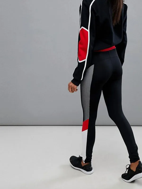 Stitching Color Yoga Pants Female Elastic Slim Feet Pencil Pants