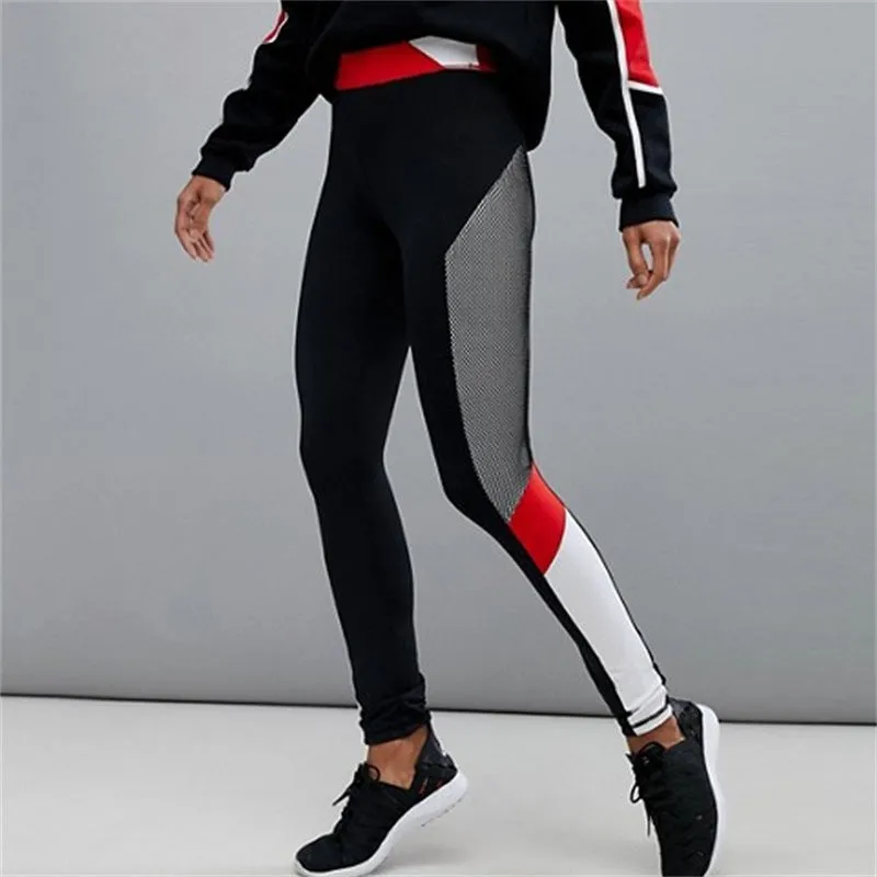 Stitching Color Yoga Pants Female Elastic Slim Feet Pencil Pants