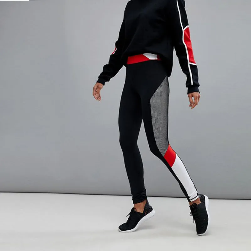 Stitching Color Yoga Pants Female Elastic Slim Feet Pencil Pants
