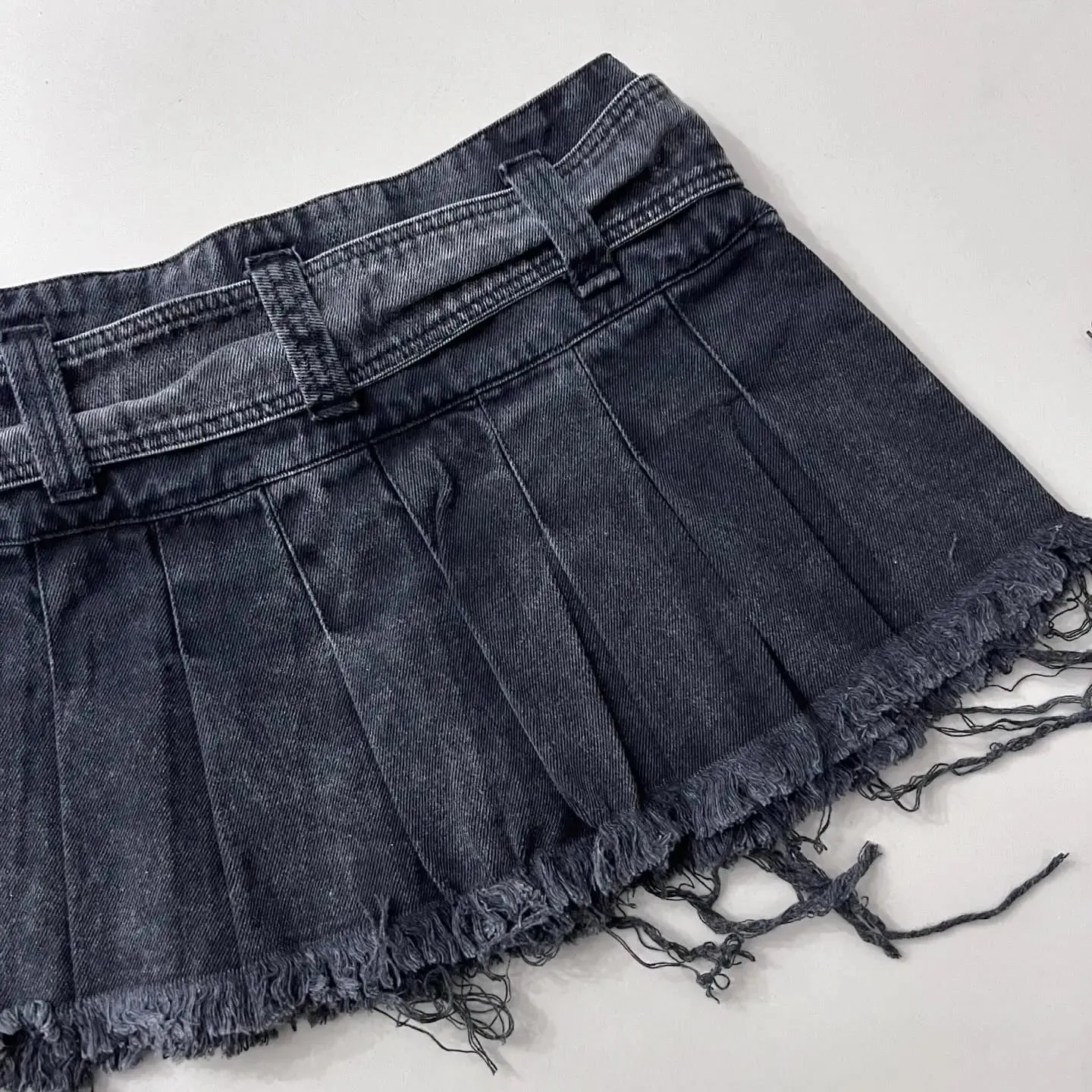 Street Retro Goth Black Denim Skirts