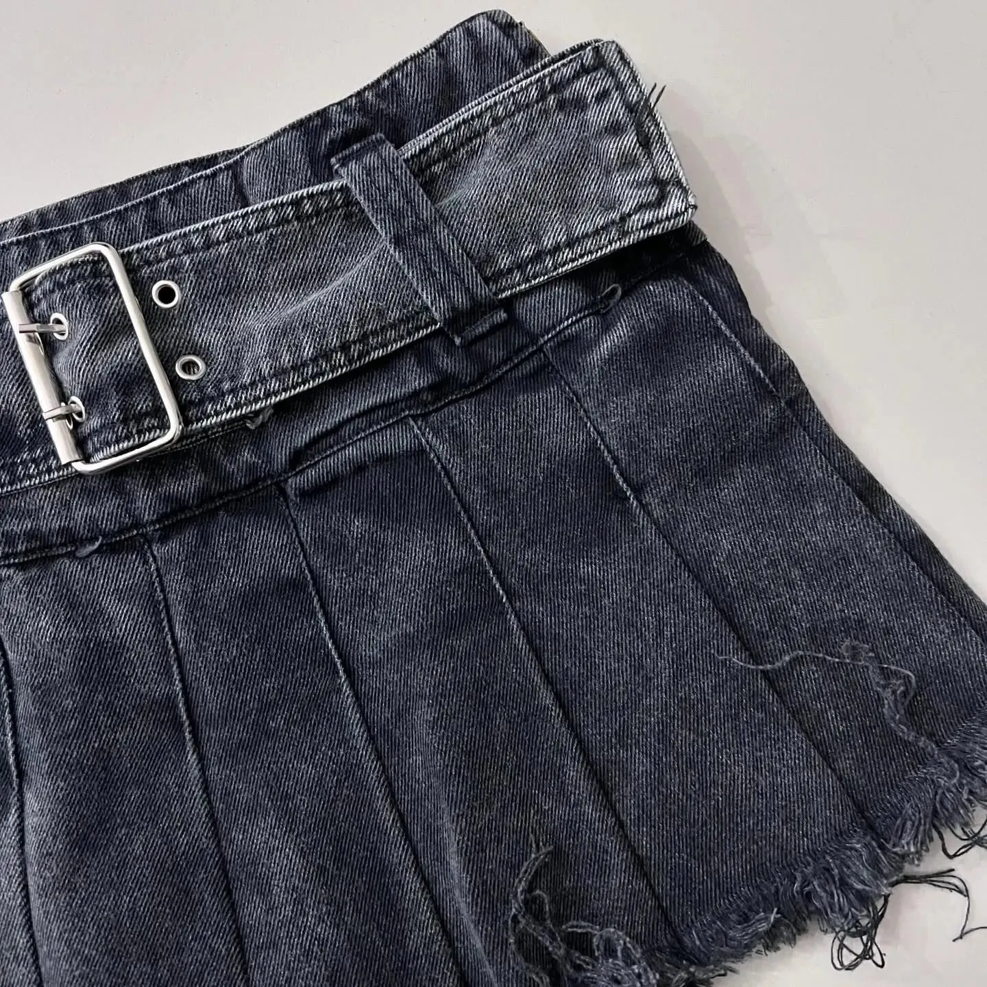Street Retro Goth Black Denim Skirts