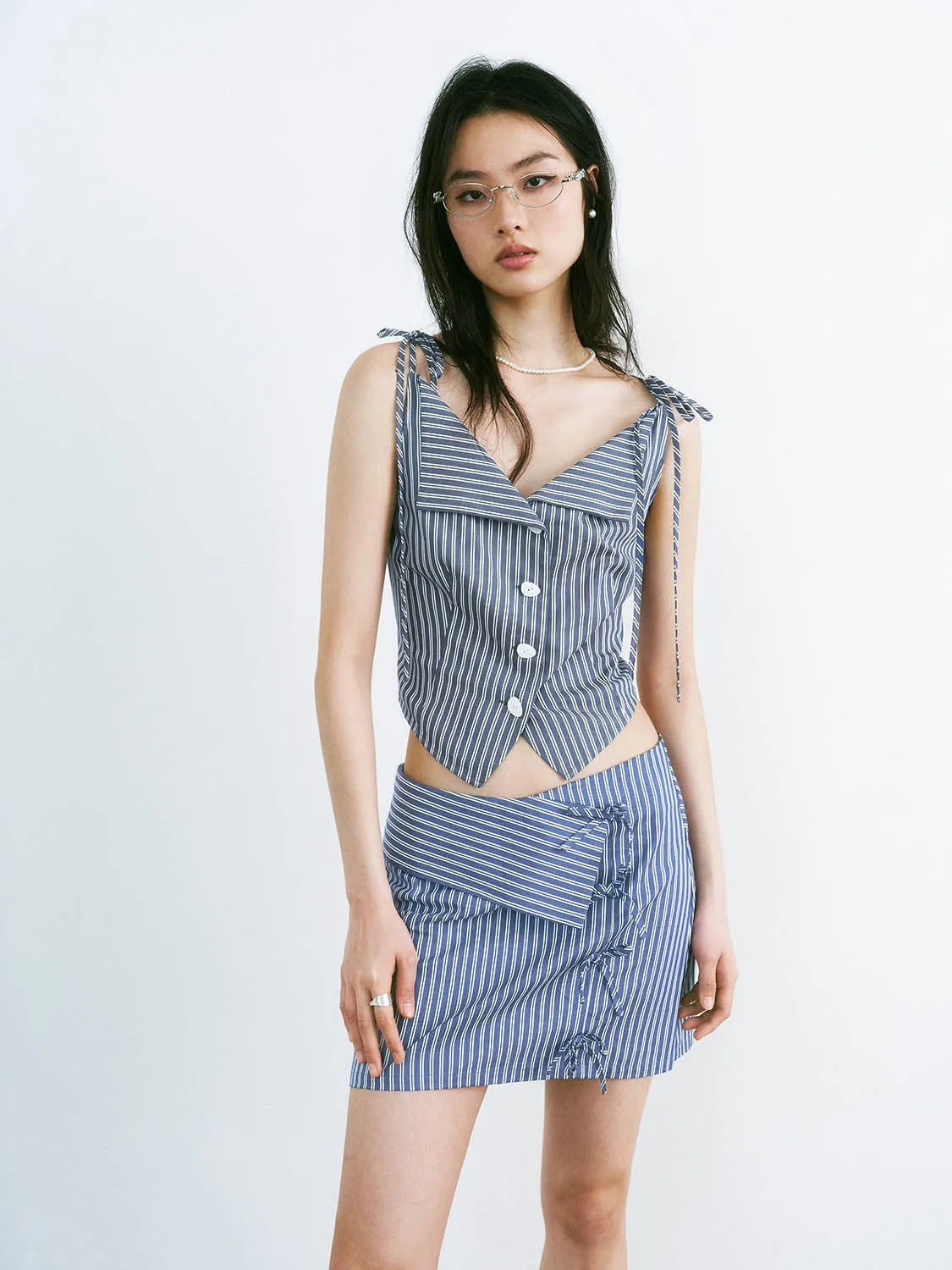 Stripe Mini Lace Up Skirts