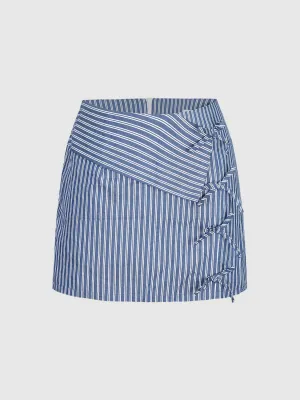 Stripe Mini Lace Up Skirts