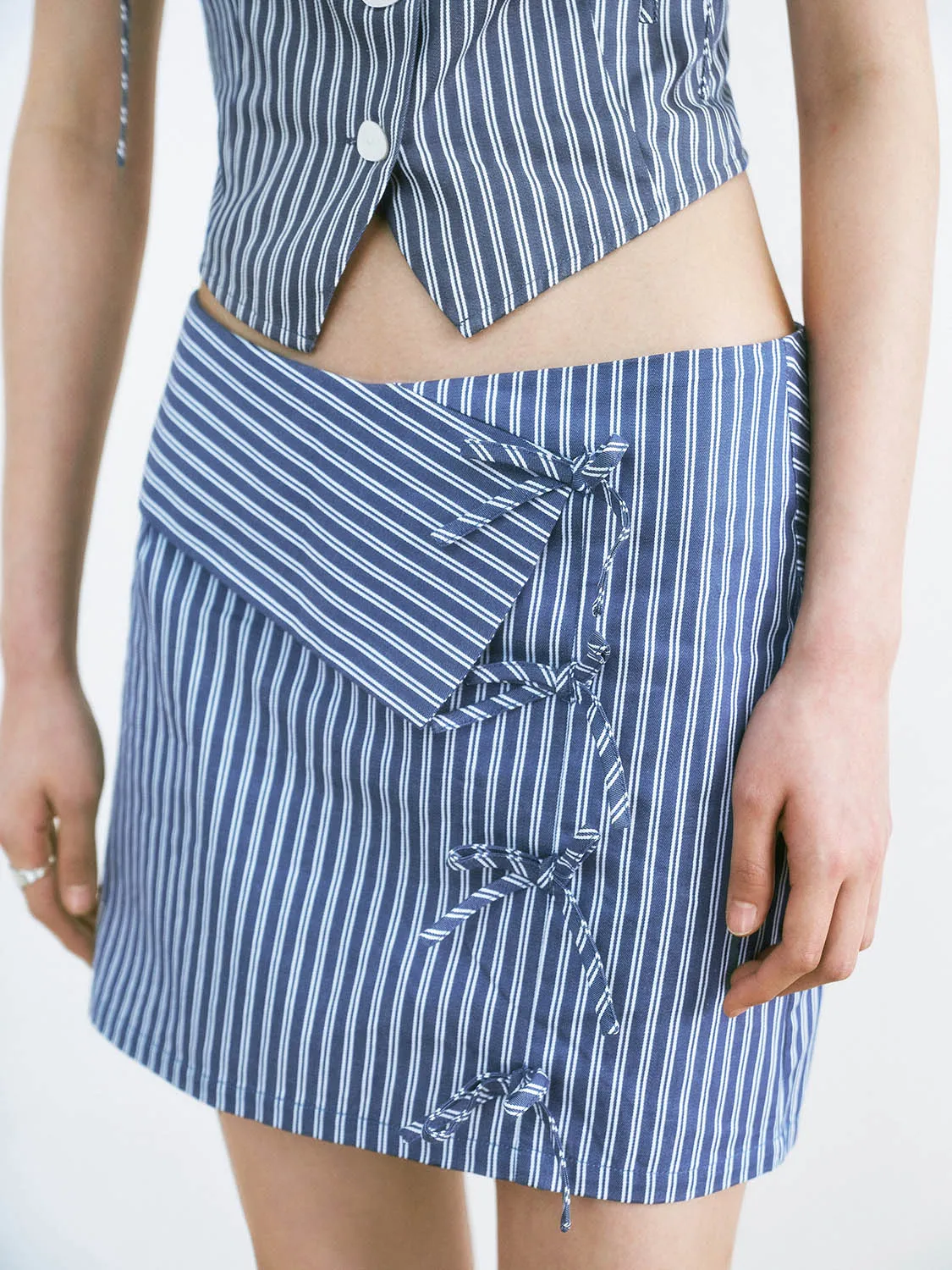 Stripe Mini Lace Up Skirts