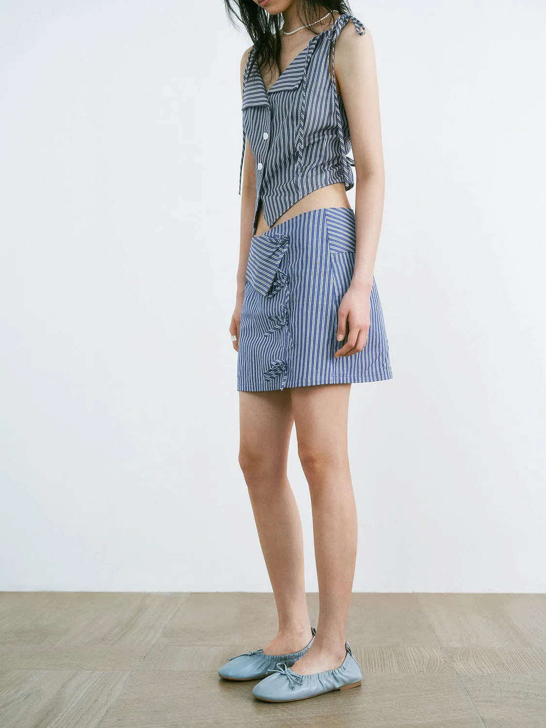 Stripe Mini Lace Up Skirts