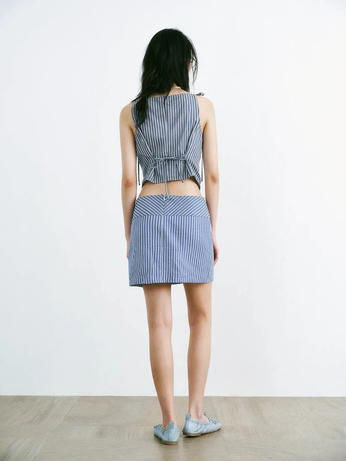 Stripe Mini Lace Up Skirts