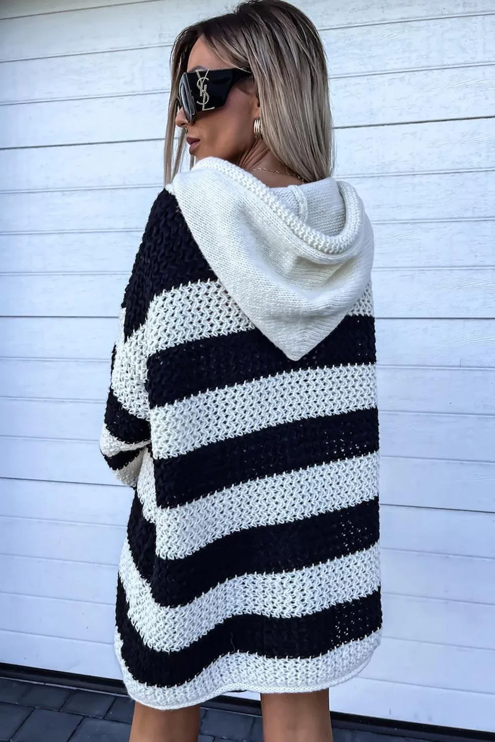 Striped Braided Tassel Hoodie Dress
