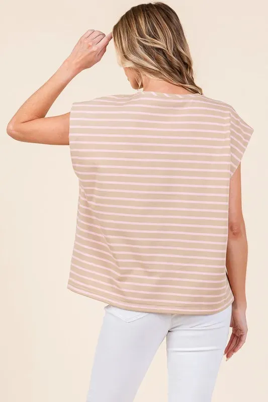 Striped Muscle Sleeve Top