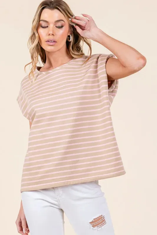 Striped Muscle Sleeve Top
