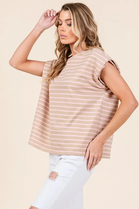 Striped Muscle Sleeve Top