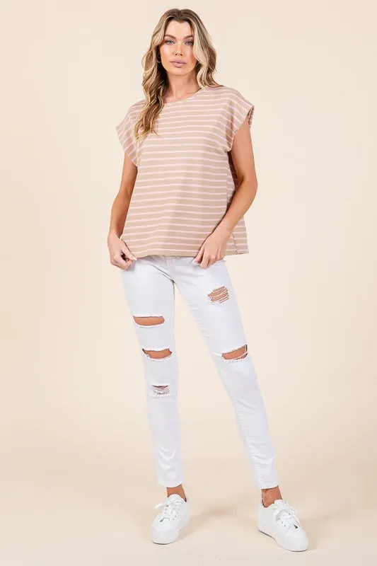 Striped Muscle Sleeve Top
