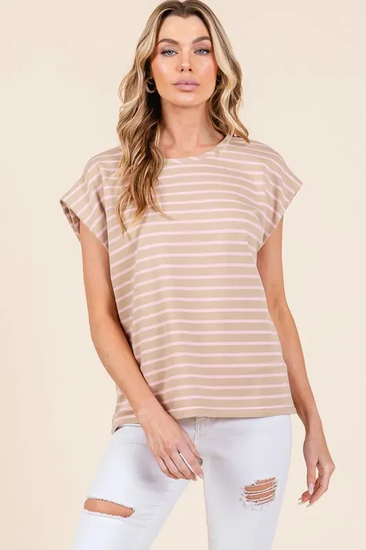 Striped Muscle Sleeve Top