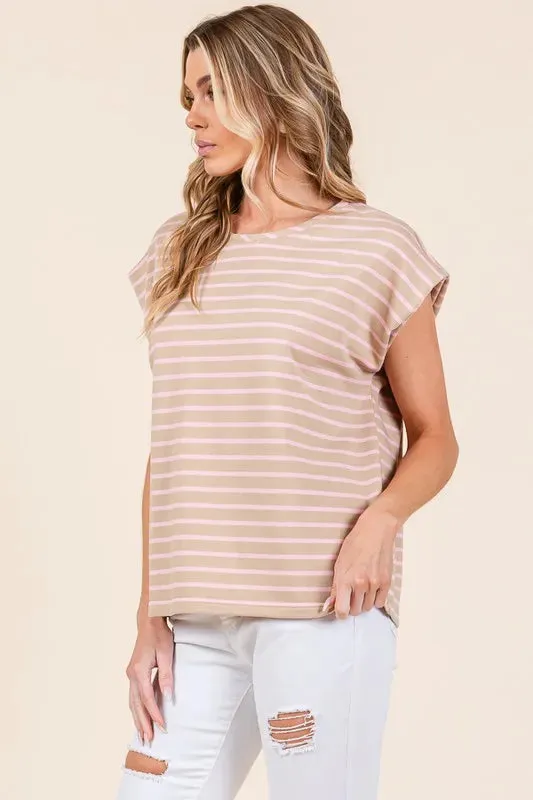 Striped Muscle Sleeve Top