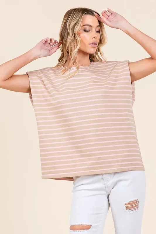 Striped Muscle Sleeve Top