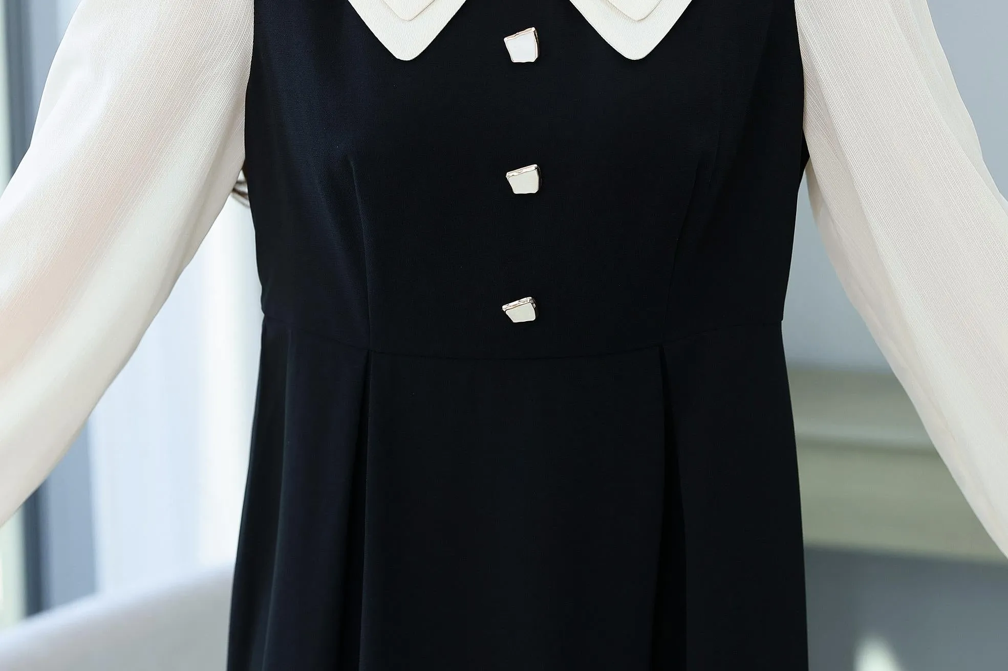 Stylish Faux Two-Piece T-Shirt T-Shirt Dress with Patchwork Design