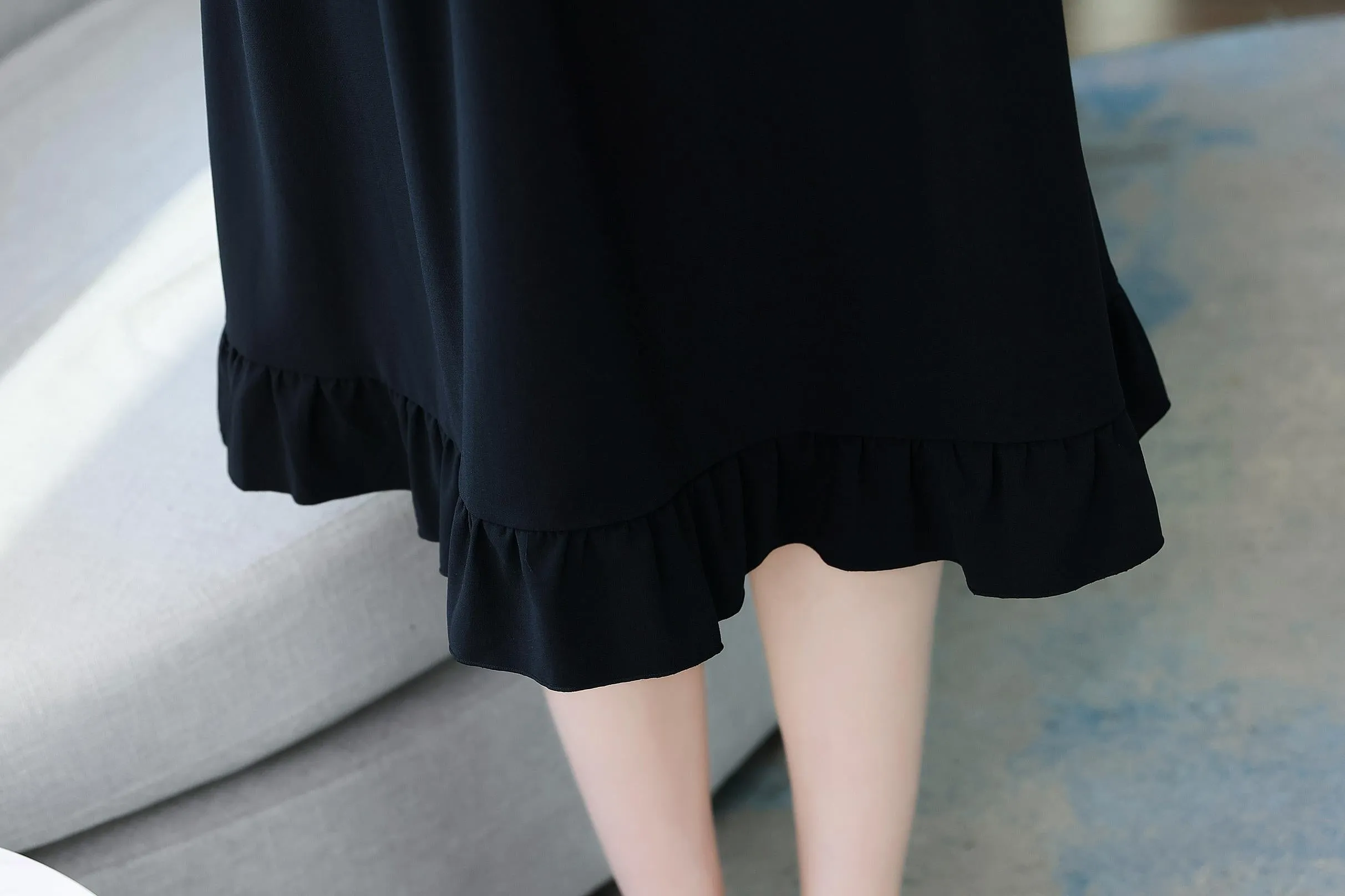 Stylish Faux Two-Piece T-Shirt T-Shirt Dress with Patchwork Design