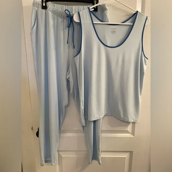 Summersalt Modal Pajama Lounge Set Tank Pants Blue Large