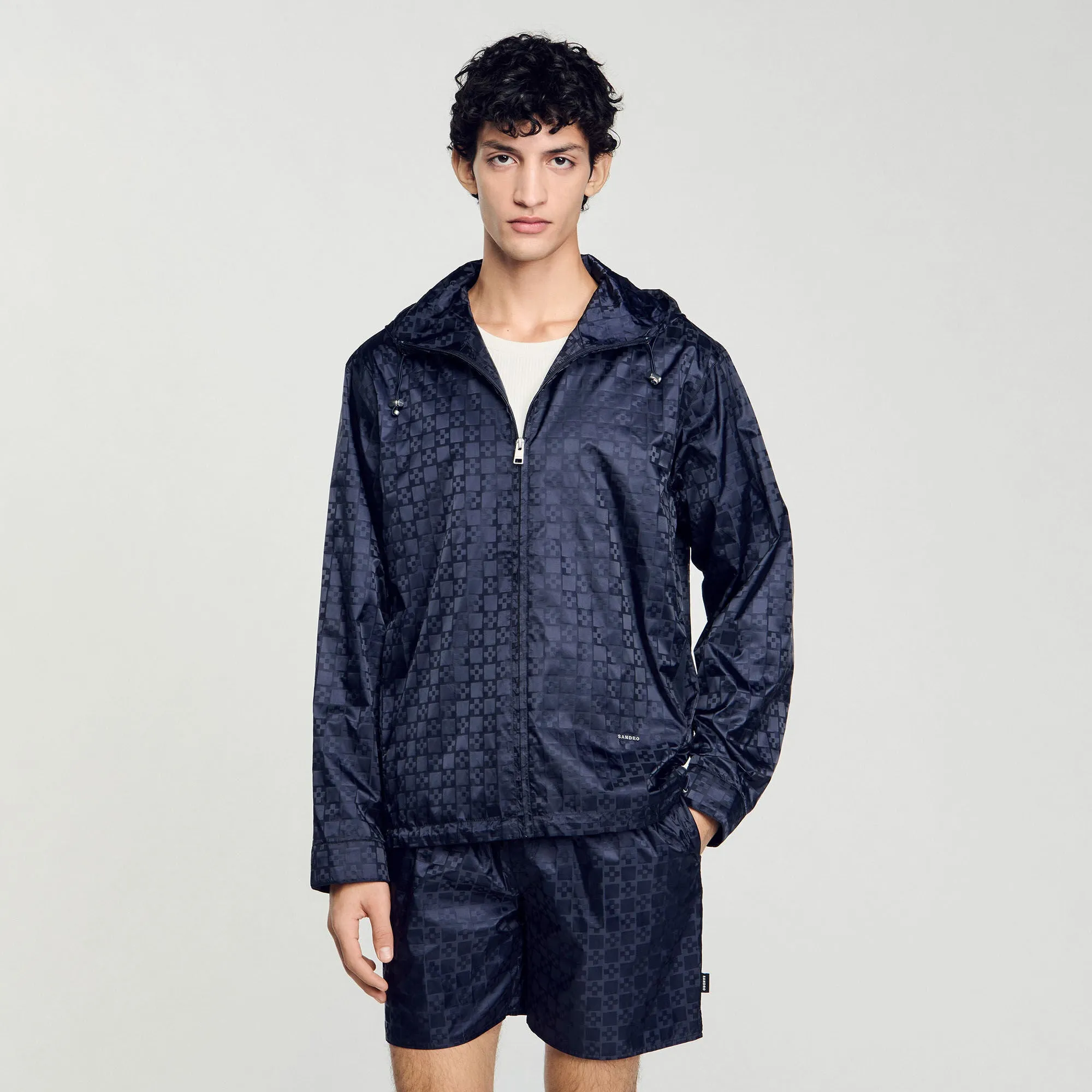 Surf Squarecross Nylon Jacquard Leger Square Cross Nylon Jacket Midnight Blue