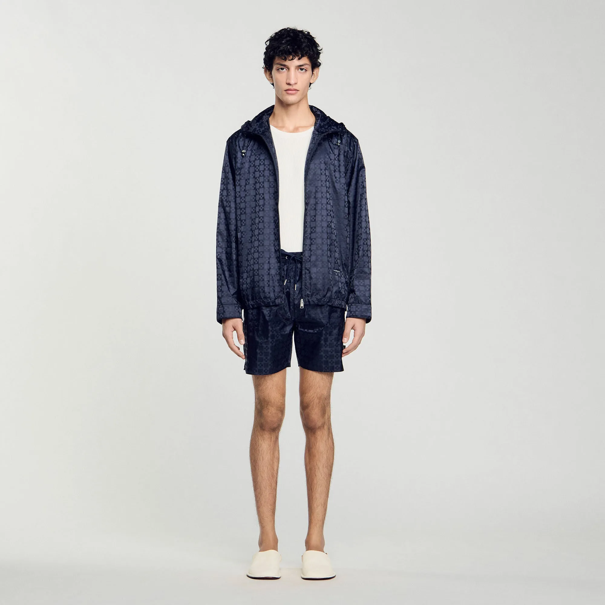 Surf Squarecross Nylon Jacquard Leger Square Cross Nylon Jacket Midnight Blue