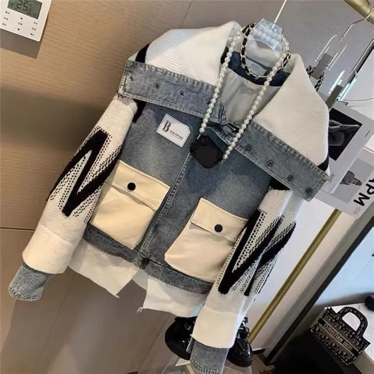 Sweater Patchwork Denim