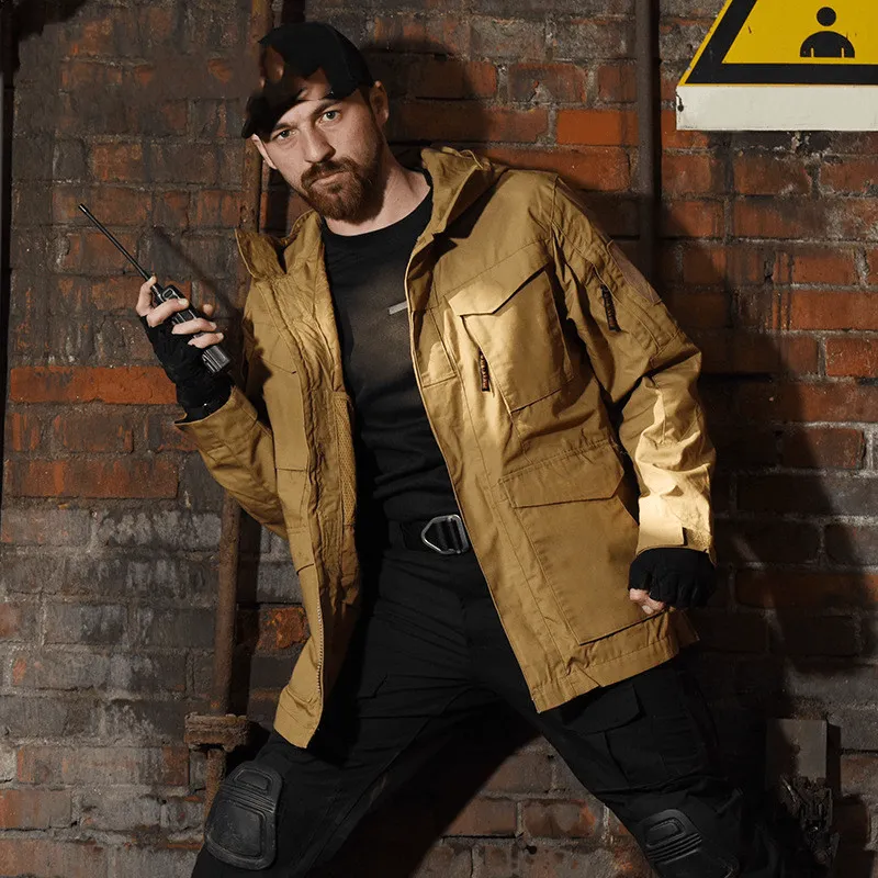 Tactical Windbreaker Mid-Length Men'S Jacket Waterproof