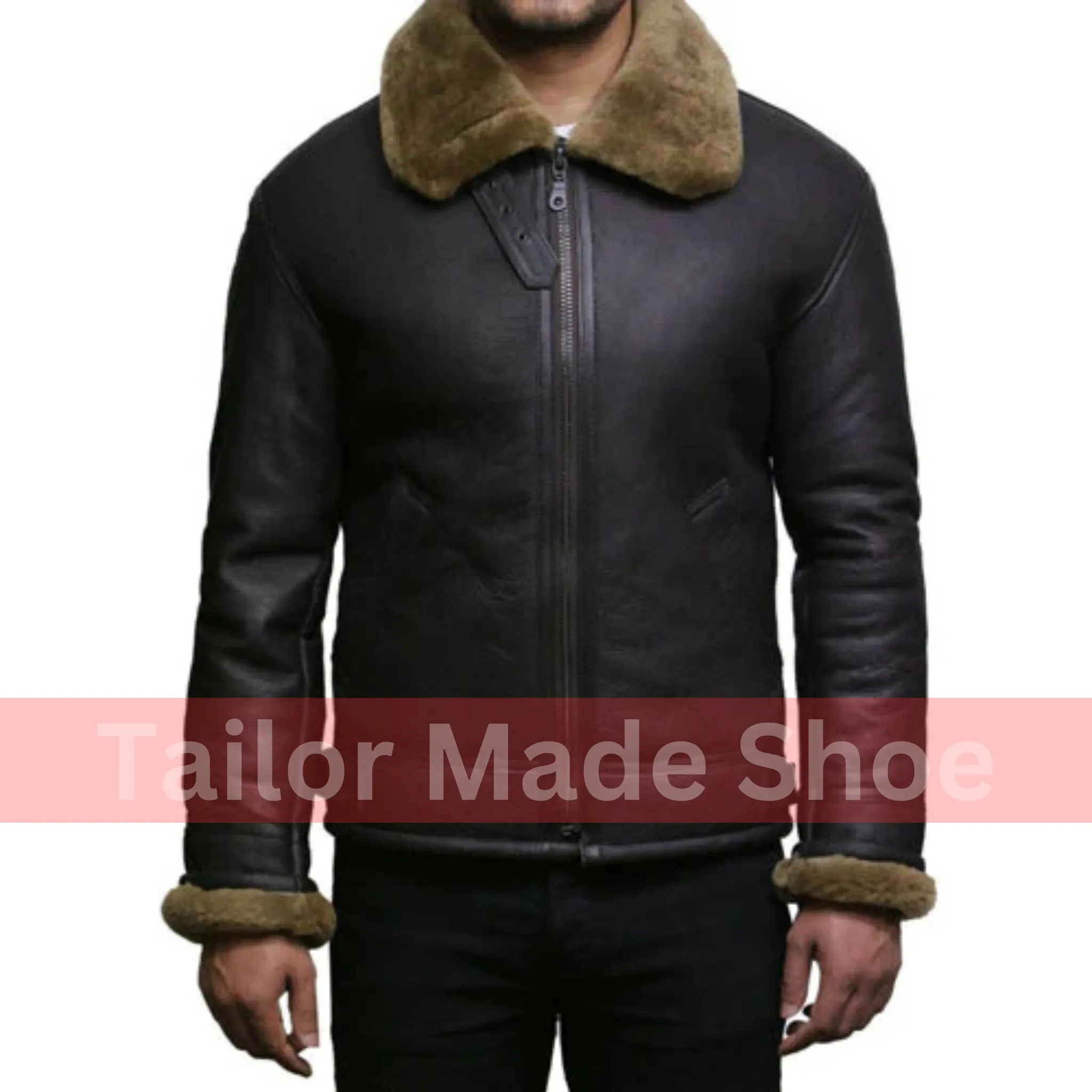 Tailor Made Men's Genuine Brown Sheepskin Leather Flying Pilot B3 Stylish Jacket