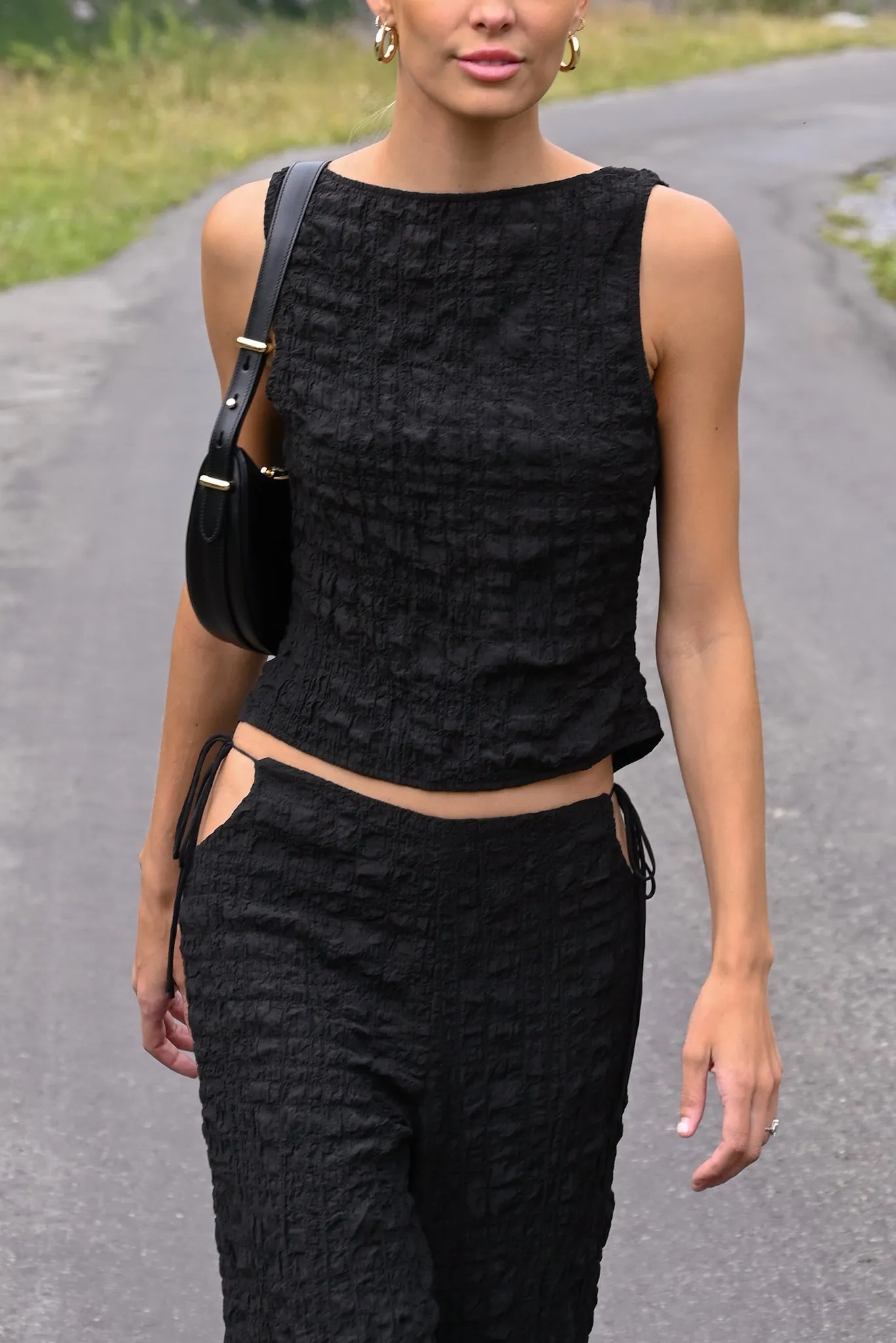 Tatum Bubble Tie Vest — Black (Reversible)