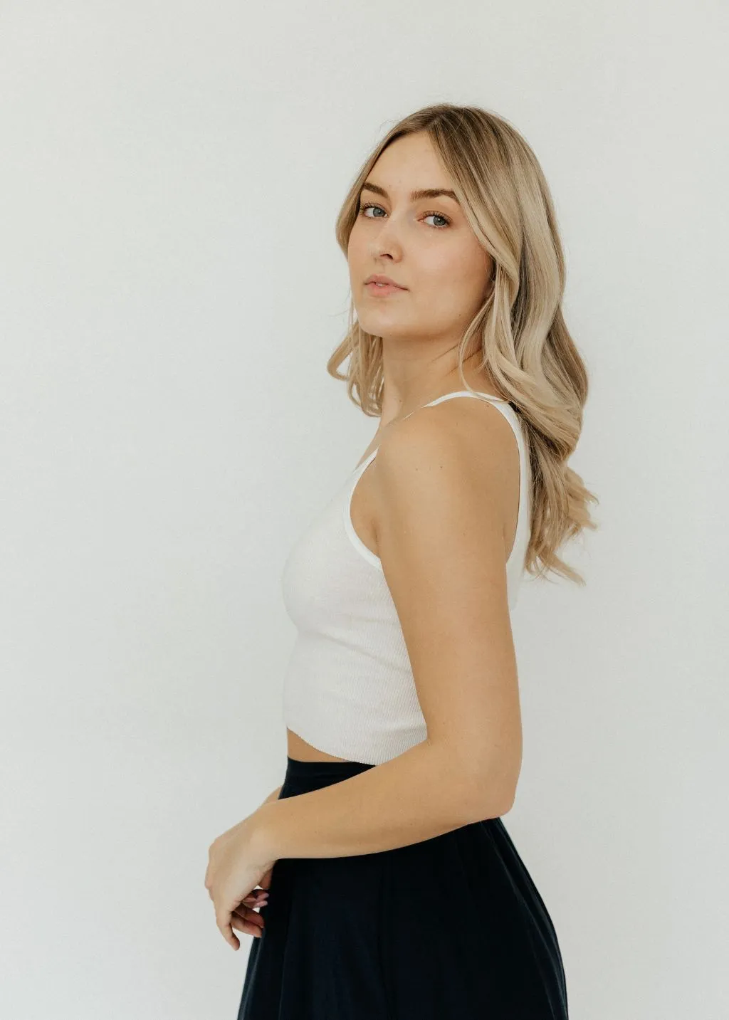 Éterne Cropped Rib Tank in Ivory