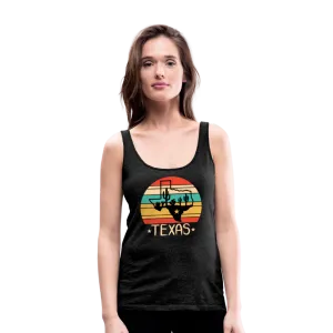 Texan Oasis: Premium Women's Tank Top with Texas Outline and Cactus Design