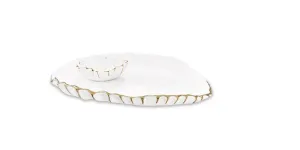 Thanni Mystic Large Oval Platter White and Gold