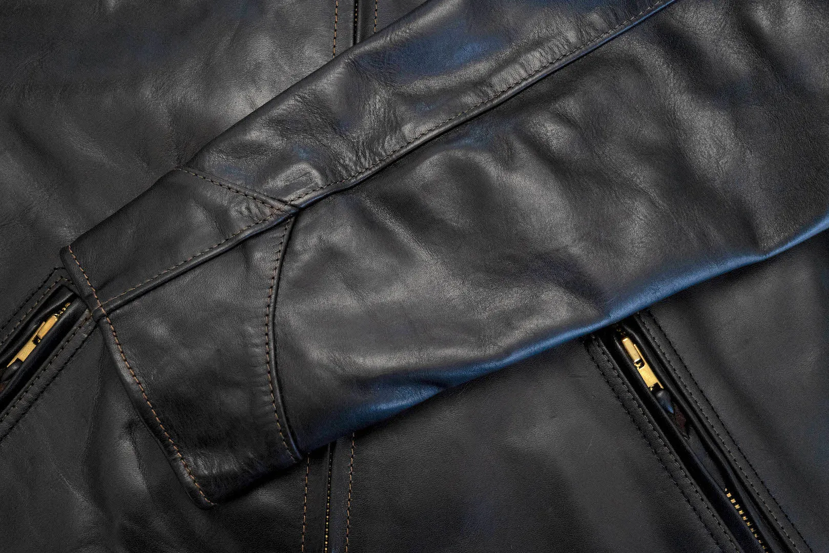 The Flat Head Horsehide 50s Single Riders Jacket (Black Tea-Cored)