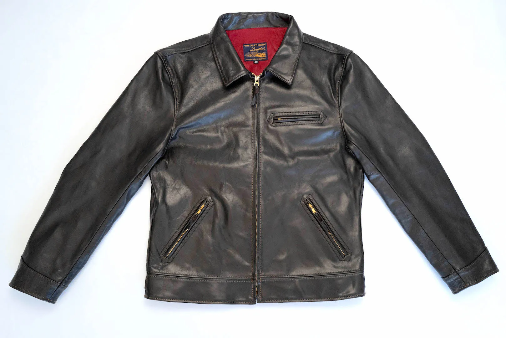 The Flat Head Horsehide 50s Single Riders Jacket (Black Tea-Cored)