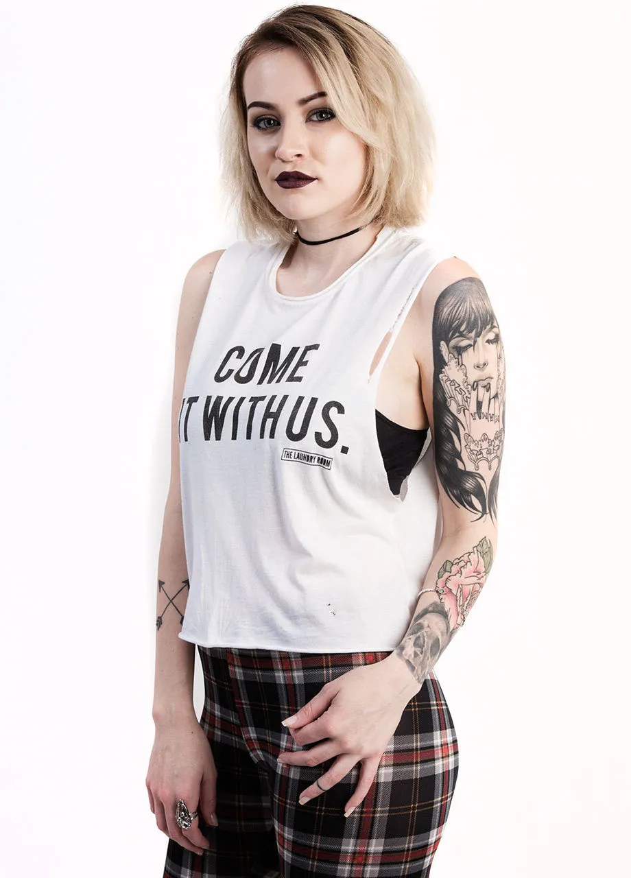 The Laundry Room Come Sit With Us Crop Muscle Tee