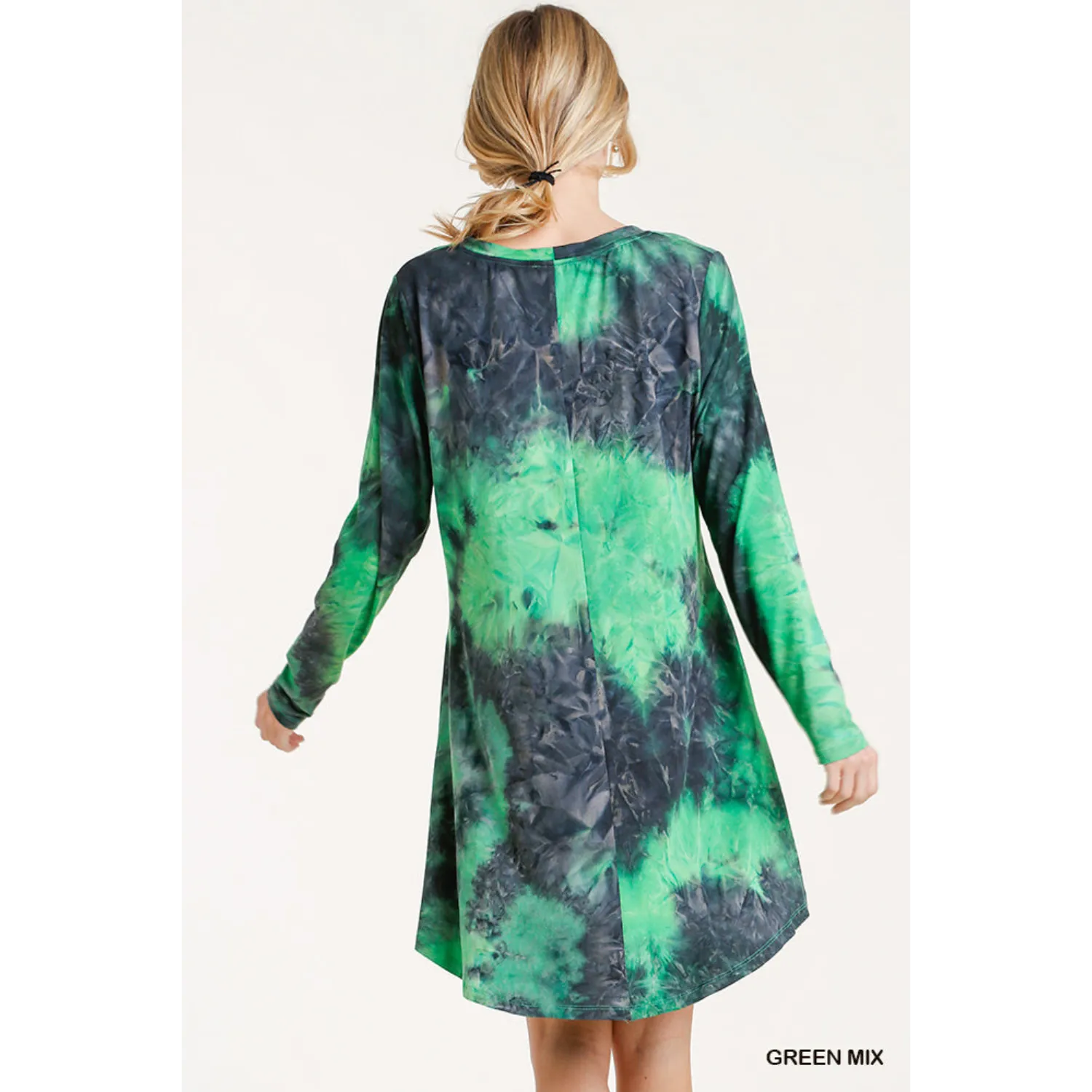 TIE DYE SHIRT DRESS WITH POCKETS
