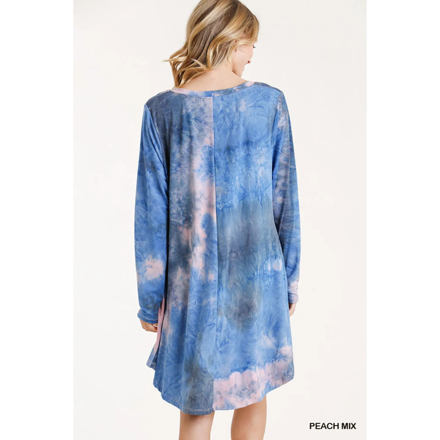 TIE DYE SHIRT DRESS WITH POCKETS