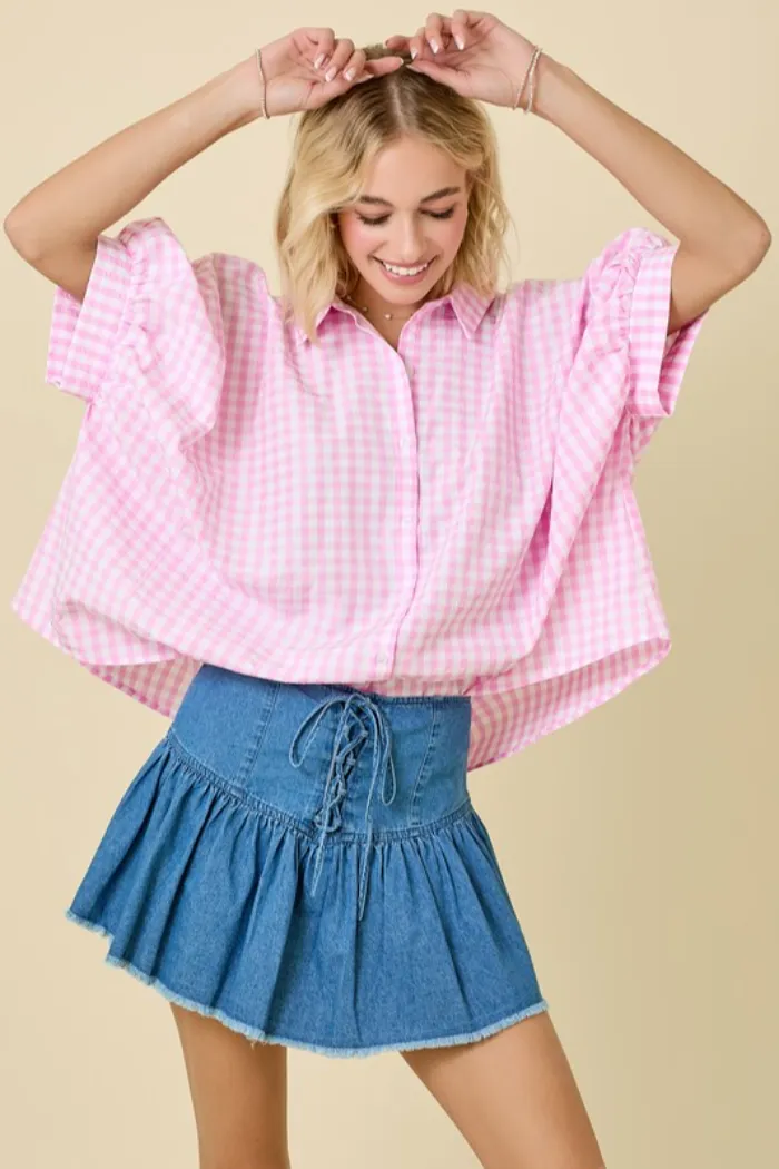 Tie Front Denim Skort