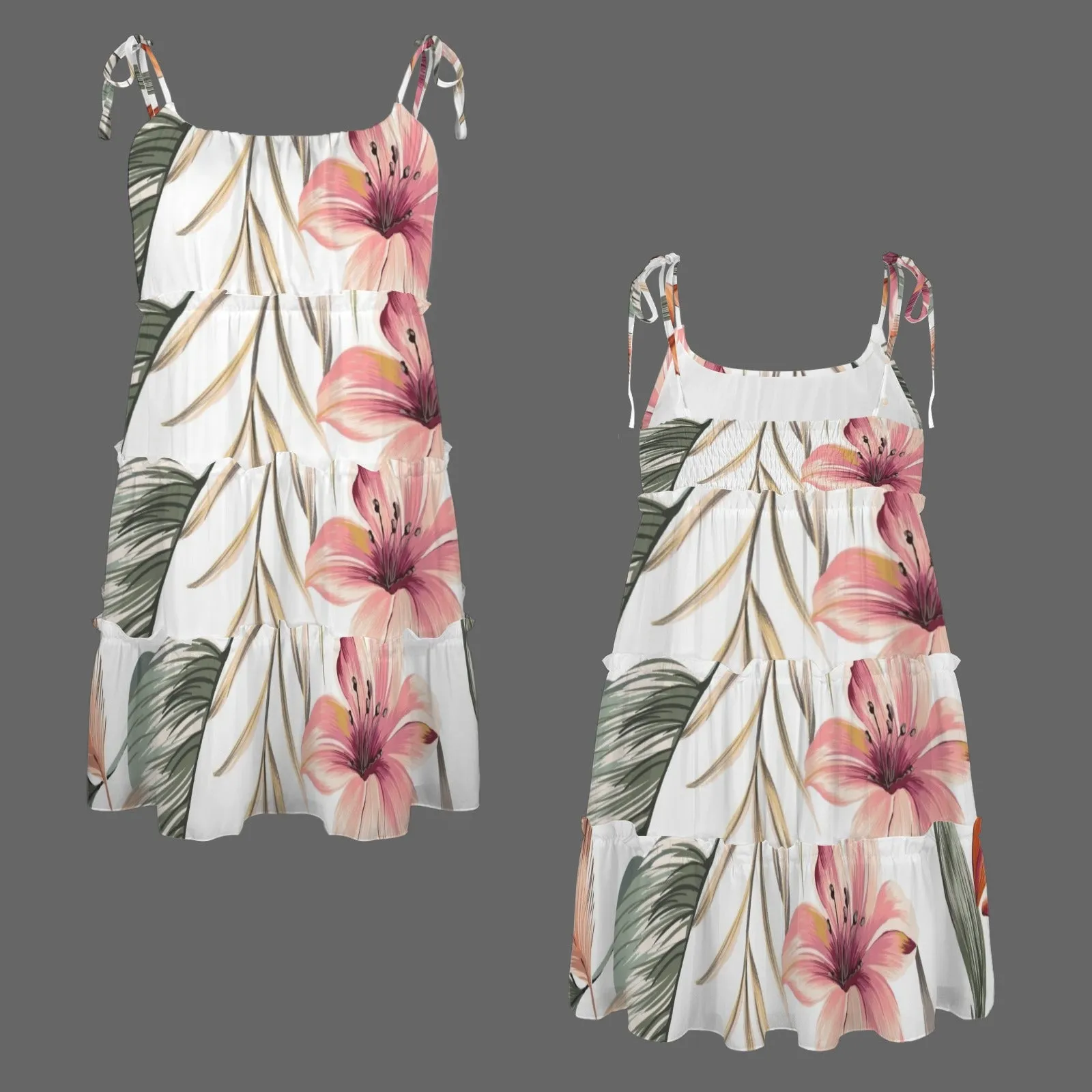 Tie Shoulder Ruffle Tiered Dress