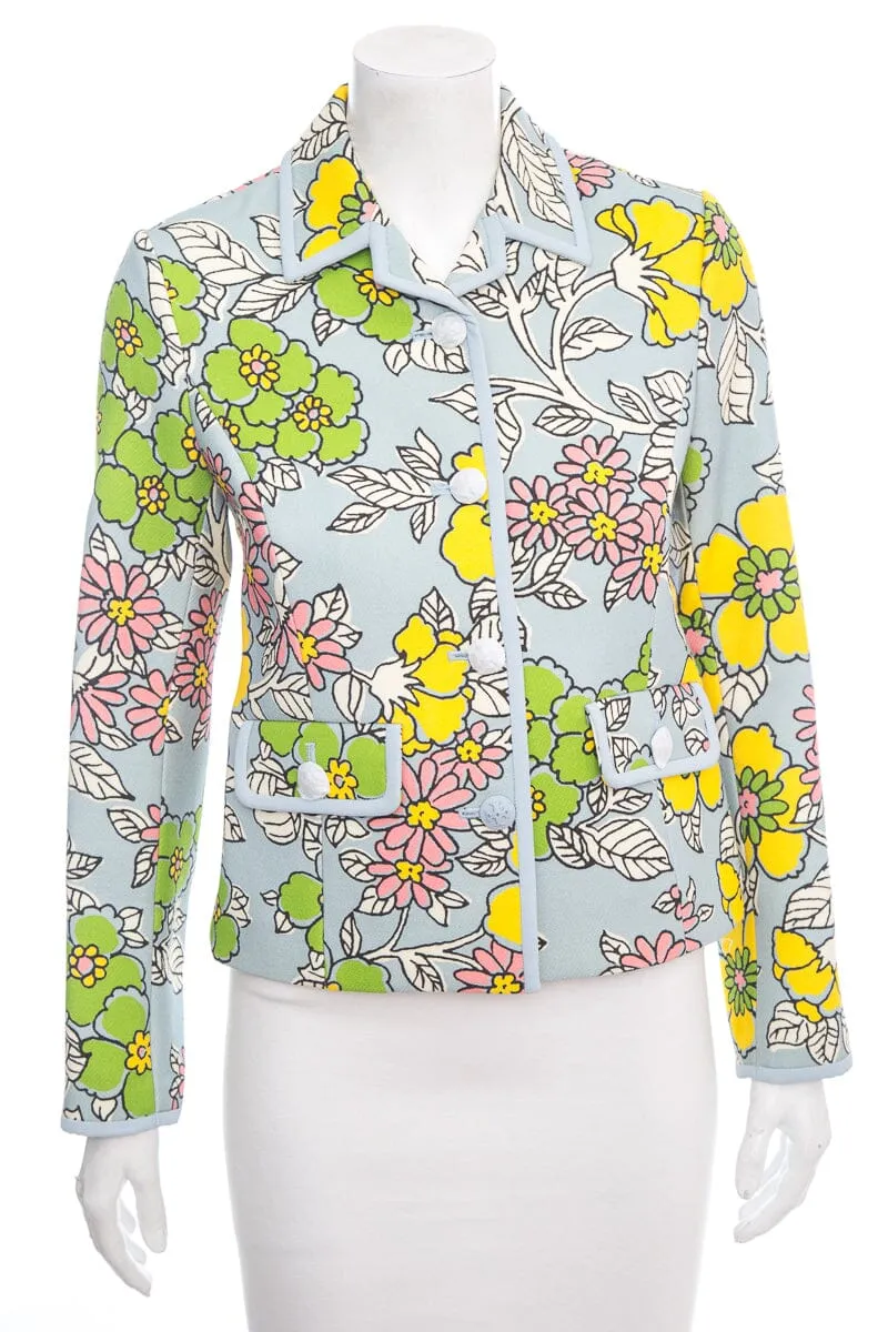 Tory Burch Blue Floral Jacket SZ 00 NWT