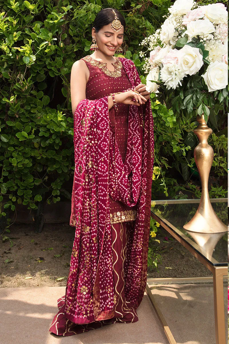 Traditional Chunri Outfit in Maroon Color #Y6087