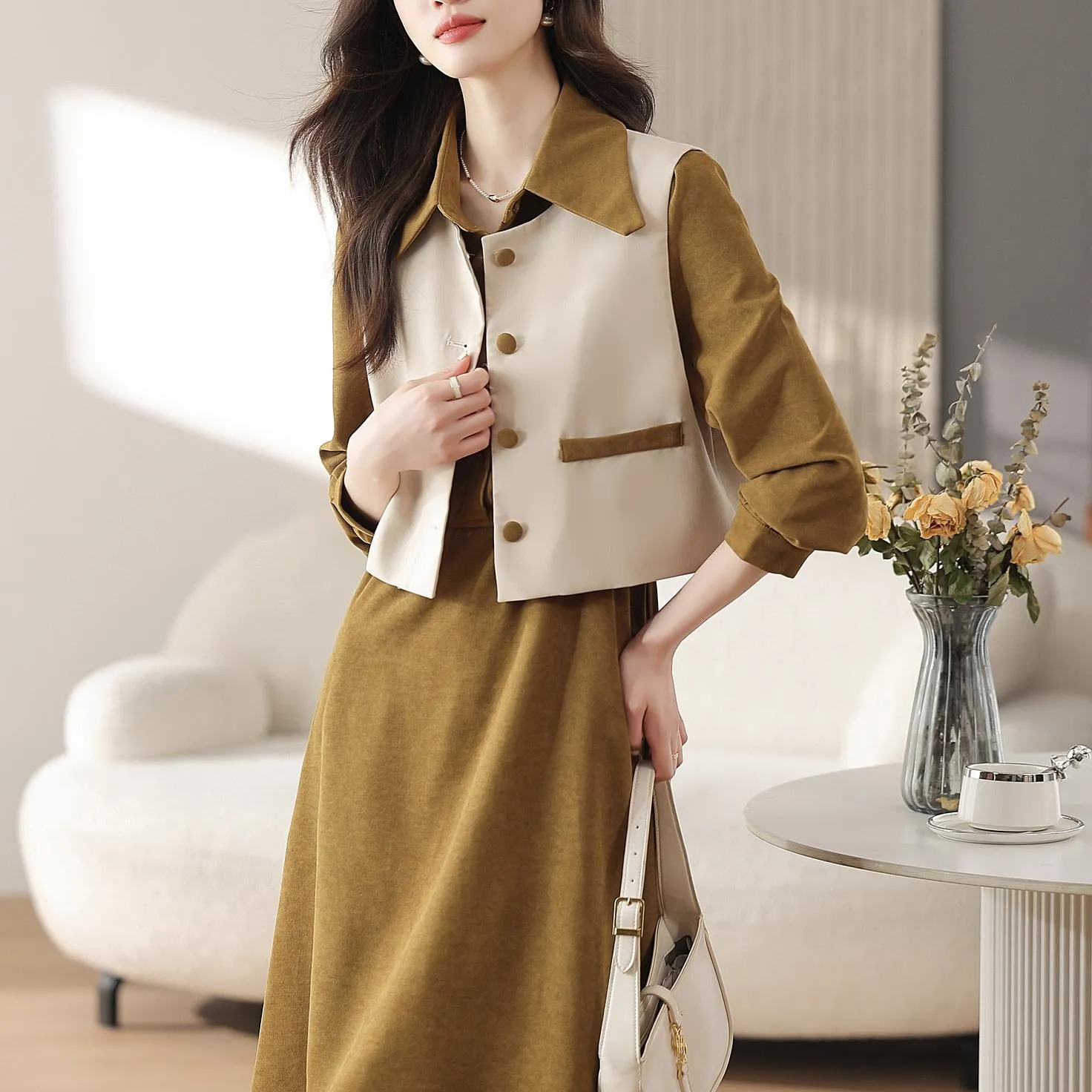 Trendy Button-up Dress in Cotton Poplin for Women