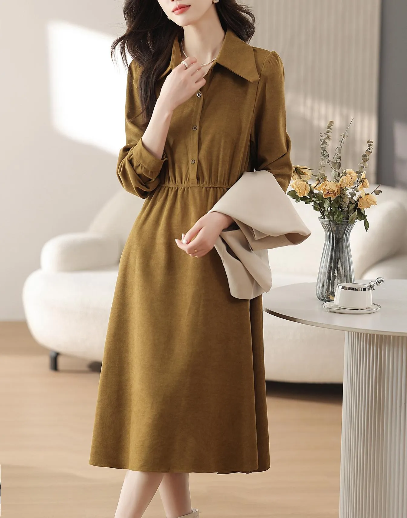 Trendy Button-up Dress in Cotton Poplin for Women